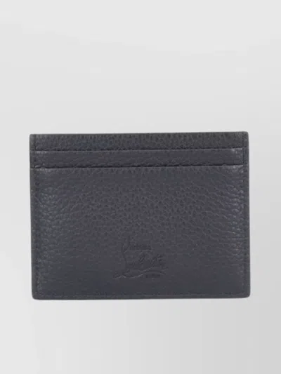 Christian Louboutin Textured Pebbled Studded Wallets In Grey