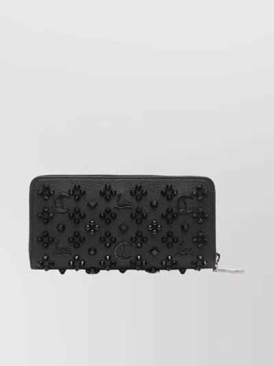 Christian Louboutin Textured Stud Embellished Wallet In Black