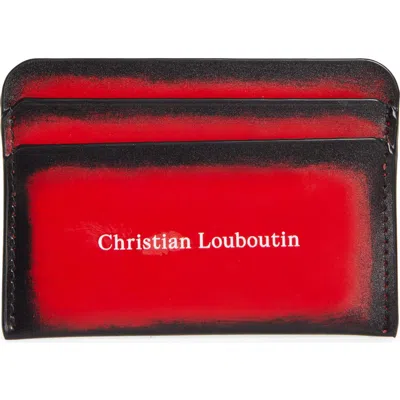 Christian Louboutin The Brushed Leather Card Holder In Red