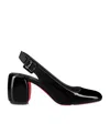 Christian Louboutin Minny Sling 70 Patent Leather Slingback Sandals In Black