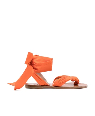 Christian Louboutin Tie Flat Sandals In Orange