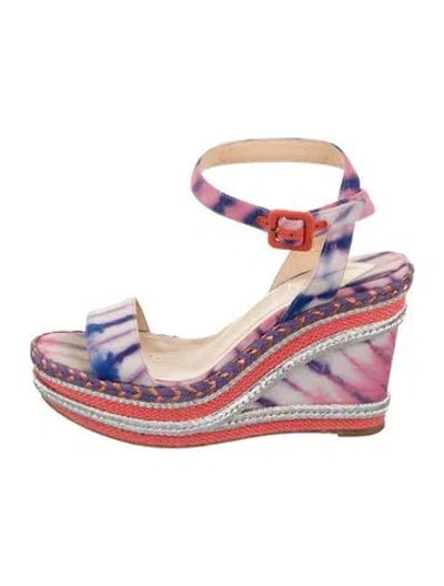 Pre-owned Christian Louboutin Tie-dye Print Braided Accents Espadrilles In Blue
