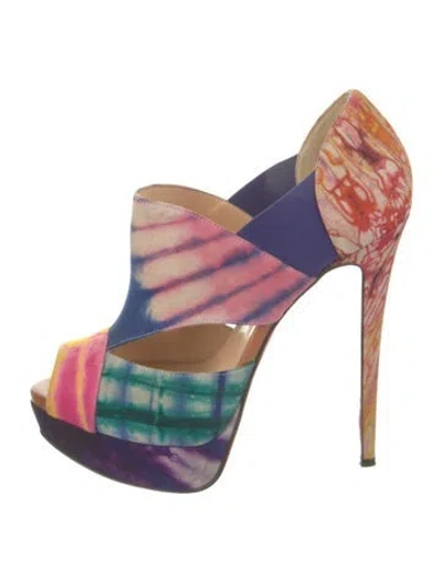 Pre-owned Christian Louboutin Tie-dye Print Mules In Purple