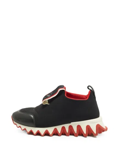Pre-owned Christian Louboutin Tiketa Leather Sneakers In Black