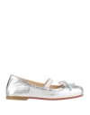 Christian Louboutin Toddler Girl Ballet Flats Silver Size 10c Leather In Silver