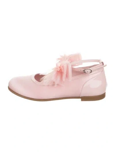 Pre-owned Christian Louboutin Babies' Toddler Girls' Feather Trim Ballet Flats W/tags In Pink