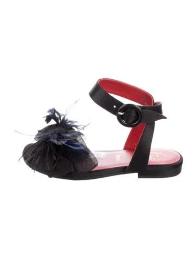 Pre-owned Christian Louboutin Babies' Toddler Girls Flat Sandals In Black