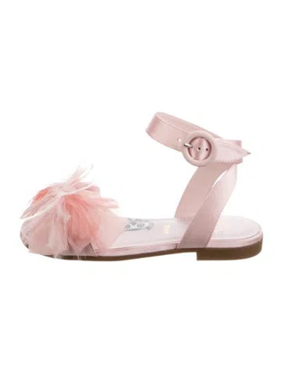 Pre-owned Christian Louboutin Babies' Toddler Girls' Satin Feather Trim Sandals In Pink