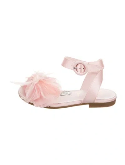 Pre-owned Christian Louboutin Babies' Toddler Girls' Satin Feather Trim Sandals W/tags In Pink