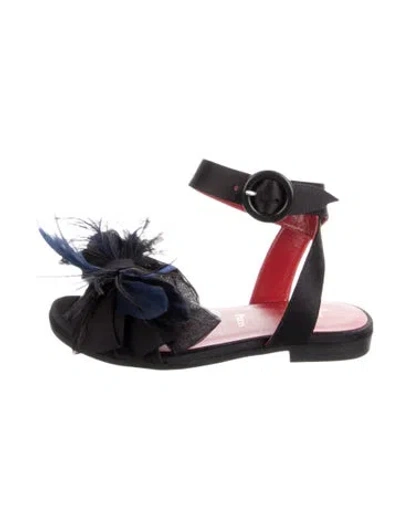 Pre-owned Christian Louboutin Babies' Toddler Girls' Satin Flat Sandals In Black/blue