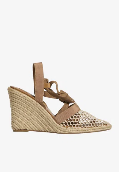 Christian Louboutin Toleda 85 Mesh Wedge Pumps In Multi