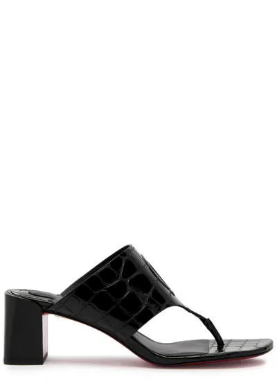 Christian Louboutin Tongamule 55 Crocodile-effect Leather Mules In Black