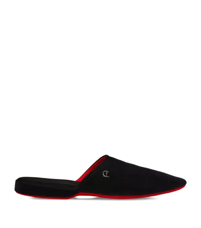 Christian Louboutin Tonton Dede Velvet-suede Slippers In Black