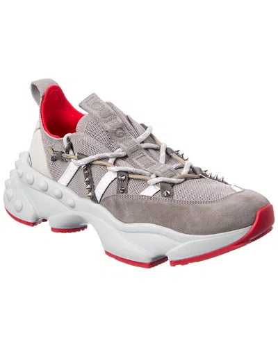 Christian Louboutin Trailnrun Leather & Mesh Sneaker In Gray