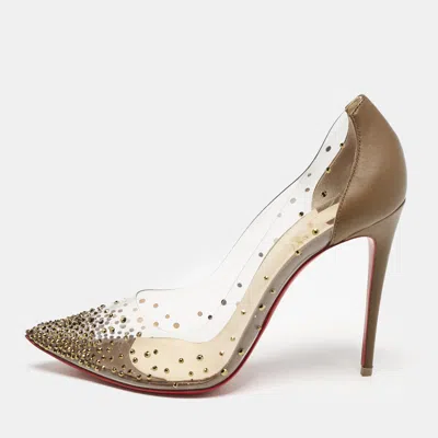 Pre-owned Christian Louboutin Transparent Pvc And Leather Degrastrass Pumps Size 40