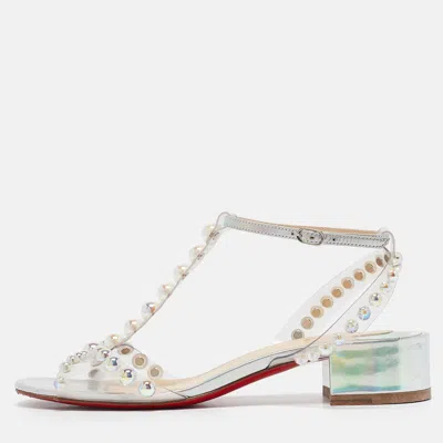 Pre-owned Christian Louboutin Transparent Pvc Faridaravie Ankle Strap Sandals Size 37.5