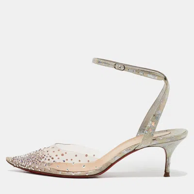 Pre-owned Christian Louboutin Transparent Pvc Spikaqueen Ankle Wrap Pumps Size 40