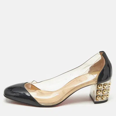 Pre-owned Christian Louboutin Transparent/black Patent And Pvc Gallica Pumps Size 37