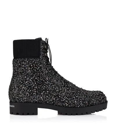 Christian Louboutin Trapman Tct 2 Suede Lace-up Boots In Black
