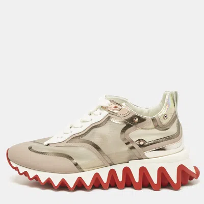 Pre-owned Christian Louboutin Tri-color Leather And Net Sharkina Sneakers Size 36 In Grey