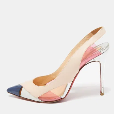 Pre-owned Christian Louboutin Tricolor Leather Air Chance Slingback Pumps Size 37.5 In Multicolor