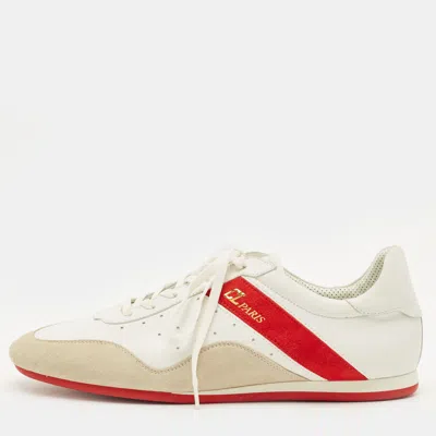 Pre-owned Christian Louboutin Tricolor Leather And Suede My K Low Sneakers Size 43 In White