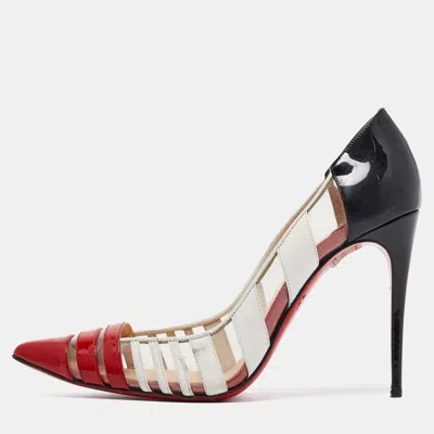Pre-owned Christian Louboutin Tricolor Pvc And Patent Leather Bandy Stripe Pumps Size 39.5 In Multicolor