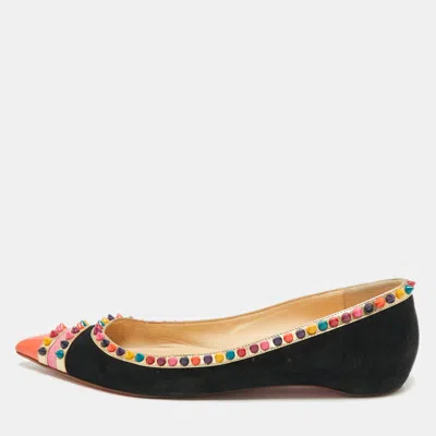 Pre-owned Christian Louboutin Tricolor Suede And Patent Leather Malabar Hill Ballet Flats Size 40.5 In Multi