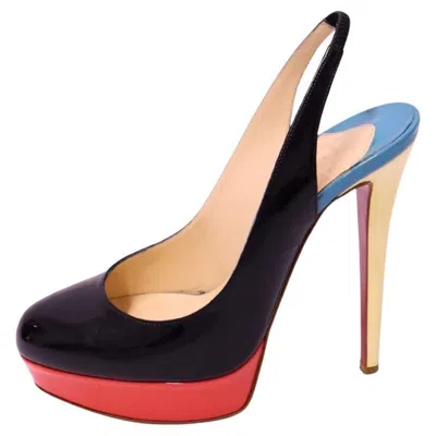 Pre-owned Christian Louboutin Tricolore Bianca Platform Slingback -eu 37.5 In Sand