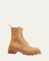 Christian Louboutin Trott Dune Lugged Suede Combat Boots In Beige
