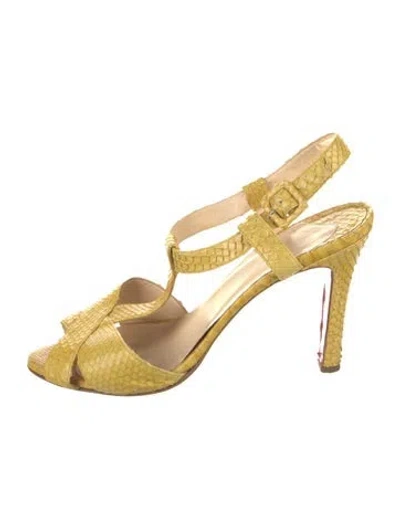 Pre-owned Christian Louboutin T-strap Pumps In Yellow