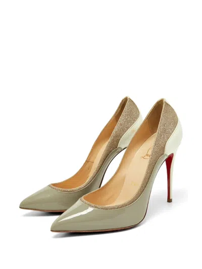 Pre-owned Christian Louboutin Tucsick Glitter Pumps In Gray