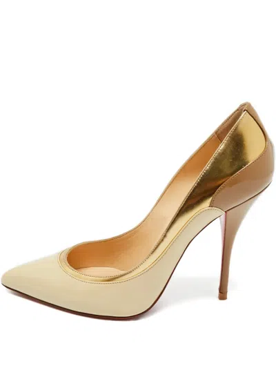 Pre-owned Christian Louboutin Tucsick Pointed-toe Pumps In Neutral