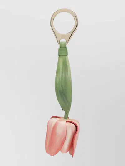 Christian Louboutin Tulip Floral Keyring Metal Leaf Detail