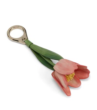 Christian Louboutin Tulip Flower Leather Bag Charm In Green