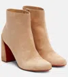 Christian Louboutin Turela Suede Red Sole Ankle Booties In Nude
