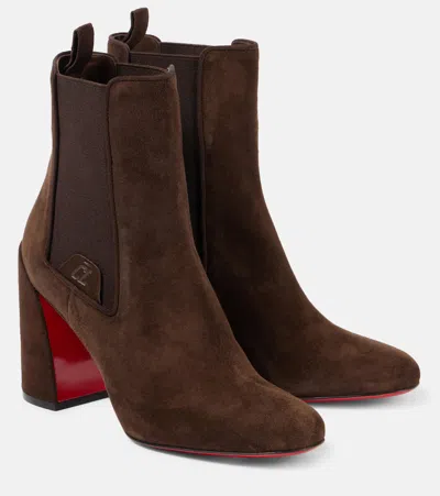 Christian Louboutin Turelastic 85 Suede Ankle Boots In Brown