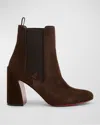 CHRISTIAN LOUBOUTIN TURELASTIC SUEDE RED SOLE ANKLE BOOTIES