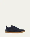 Christian Louboutin Tutti Donna Mixed Leather Red Sole Sneakers In Blue