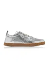 Christian Louboutin Tutti Rui Metallic Leather Sneakers In Silver