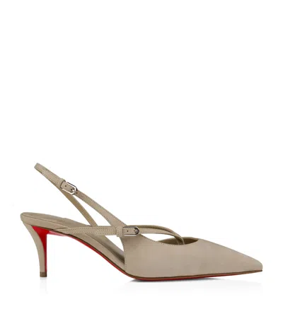 Christian Louboutin Twistissimo Nubuck Leather Slingback Pumps 60 In Neutral