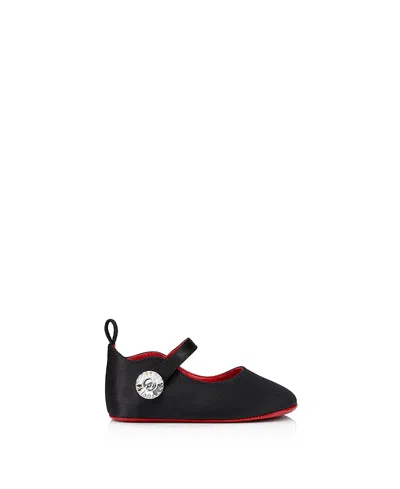 Christian Louboutin Unisex Baby Love Chick Strass Ballerina - Baby, Little Kid, Big Kid In Black