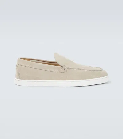 Christian Louboutin Varsiboat Logo-embossed Suede Loafers In Neutral