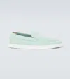 Christian Louboutin Varsiboat Logo-embossed Suede Loafers In Blue