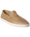 Christian Louboutin Varsiboat Leather Loafers In Beige