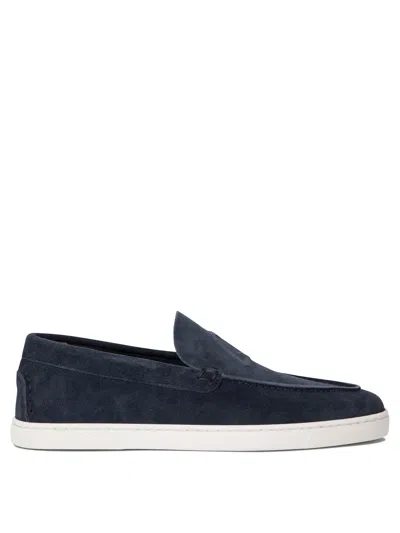 Christian Louboutin Moonboat Leather Boat Shoes In Blau Nit
