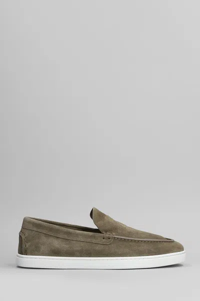 Christian Louboutin Varsiboat Loafers In Green Suede