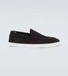 Christian Louboutin Varsiboat Logo-embossed Suede Loafers In Black
