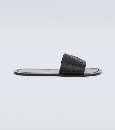 Christian Louboutin Varsicool Leather Slides In Black