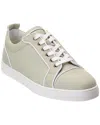 Christian Louboutin Varsijunior Leather-trimmed Cotton-gabardine Sneakers In Beige